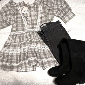 New with tag Free people ivory combo mini dress